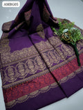 Marina Wool Winter Shawl in Full ( 2.5 Yards )Cutting including both Pallu Heavy Multi Broshia + All-Over Broshia Designing