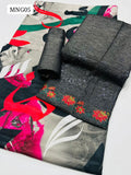 Winter Khaadar Fabric Computer Chiken Work Shirt With Digital Print Cralik Shawl And Plain Trouser 3Pc Dress
