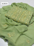 Lawn Handmade Gotta Work Shirt With Chiffon Embroidered Dupatta Along And Plain Trouser 3Pc Dress