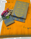 Stuff Lawn Cotton Computer Cross Stitch Work Shirt With Chiffon Embroidered Dupatta And Embroidered Trouser 3Pc Dress