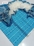 Lawn Fabric Chunri Print Shirt And Chunri Print Trouser With Four Side Palo Badder Embroidery Heavy Work Dupatta 3Pc Dress