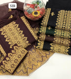 Stuff Lawn Cotton Aari Gall Daman Embroidery Work Shirt With Chiffon Embroidery 4 Side Dupatta And Lawn Embroidery Trouser 3Pc Dress <br data-mce-fragment="1">