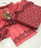 Cotton Lawn Computer 9Mm Embroidery Jall Work Shirt With Lawn Embroidery Trouser And Chiffon 2 Side Border Embroidery Dupatta 3Pc Dress<br data-mce-fragment="1">