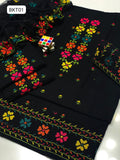 Stuff Lawn Cotton CrossStitch Front Full Gala Daman Sun_Flower Multi Embroidery Work Shirt With Chiffon Embroidery Dupatta And Lawn Cotton Embroidery Trouser 3Pc Dress