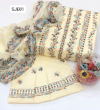 Stuff Lawn Computer 9mm Jall Embroidery Work Shirt With Chiffon Embroidery 2 Side Dupatta And Lawn Embroidery Trouser 3Pc Dress