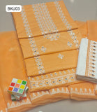 Stuff Lawn Cotton Front Cross_Stitch Full Gala Daman 9MM Plastic Mirrors Embroidery Shirt With Chiffon Dupatta 9mm Plastic Mirror Embroidery And Heavy Embroidery Trouser 3Pc Dress<br data-mce-fragment="1">