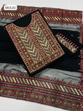 Stuff Lawn Cotton Balochi Work Shirt And Trouser Embroidered With Dupatta Chiffon Heavy Pallow Embroidered 3Pc Dress