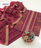 Lawn Computer Kacha Taar Kashi Jaal Work Shirt With Chiffon Embroidery Dupatta And Lawn Plain Trouser 3Pc Dress &nbsp;