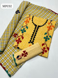 Stuff Khaadi Lawn Handmade Aplik Work Shirt With Khaadi Net Embroidered Dupatta And Embroidered Trouser 3Pc Dress