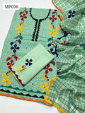 Stuff Khaadi Lawn Handmade Aplik Work Shirt With Khaadi Net Embroidered Dupatta And Embroidered Trouser 3Pc Dress