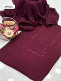 Stuff Chiffon Handmade Shadow Sheesha Gala Full Jall With Bail Dupatta 2Pc Dress