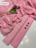 Stuff Soft Cotton Plain Shirt, Zari lining Trouser Along With Soft Cotton Lining Dupatta 3pcs Dress