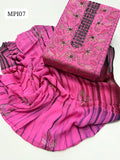 Stuff Lawn Handmade Kacha Kantha Mirror Work Shirt With Trouser Plain And Dupatta Shifon Tye &amp; Dye Embroidered 3Pc Dress