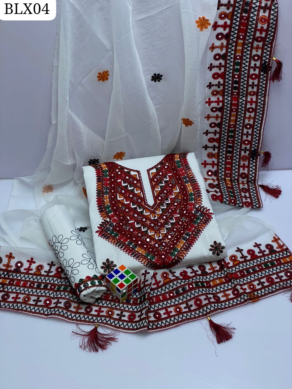 Stuff Soft Khaadi Cotton Gala Daman Heavy Balochi Embroidery