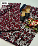 Stuff Cotton Fabric Sindhi Ajrak Printed Shirt And Cotton Fabric Trouser With Cotton Printed Dupatta 3PC Dress