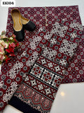 Stuff Cotton Fabric Sindhi Ajrak Printed Shirt And Cotton Fabric Trouser With Cotton Printed Dupatta 3PC Dress