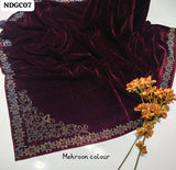 Stuff Best Quality SOft Velvet Sequence Embroidery 4 Sided Border New Style Shawl