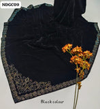 Stuff Best Quality SOft Velvet Sequence Embroidery 4 Sided Border New Style Shawl