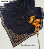 Stuff Best Quality SOft Velvet Sequence Embroidery 4 Sided Border New Style Shawl