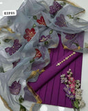 Hand Paint Emblished Organza With Beats Adda Work Dupatta Along Qataan Silk Shirt &amp; Trouser 3 Piece