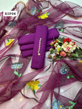 Hand Paint Emblished Organza With Beats Adda Work Dupatta Along Qataan Silk Shirt &amp; Trouser 3 Piece