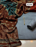 Stuff Pure Soft Dhanak Shirt And Plain Trouser WIth Jacquard Velvet Pure Pashmina Heavy Zari Work Shawl 3PC Dress