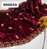 Stuff Best Quality Soft Velvet Zarri Border 2 Side Cutwork Border New Style 2025 Shawl