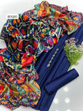 STuff Shamoz Silk Plain SHirt And Plain Trouser With Digital Print DUpatta 3PC Dress