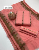 Stuff Lawn Jacquard Brosha Work Shirt ANd Plain Trouser WIth 2 Side Jacquard Border Dupatta 3PC Dress