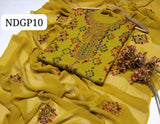 Stuff lawn 100/100 handamde Afghani Gala jaal Style Neat WOrk Shirt And Plain Trouser WIth Chiffon EMbroidery Dupatta 3PC Dress