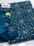 Stuff Chiffon LCD Gotta All Over Jaal Embroidery Work SHirt Back Boti Jaal WIth LCD Gotta 4 Border Work Dupatta 2PC Dress