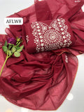 Stuff Paper Cotton Aplic Patti Gala Front Boti Shirt, Along With Paper Cotton Tarkashi &nbsp;Embroided Dupatta 2pcs Dress