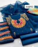 Stuff Organza Handmade Pearl &amp; Zarri Gotta Work Shirt And Kattan Silk Trouser With Orgnaza Dupatta 3PC Dress