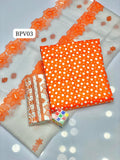 STuff Lawn Front Back &amp; Saleeves Polta DIgital Print Shirt And EmbroideryTrouser WIth Chiffon CutWork Embroidery Dupatta 3PC Dress