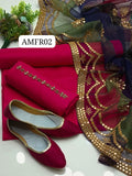 Stuff Kattan Silk Plain Shirt ANd Trouser With Pure Multi Organza Fabric 9MM Foil &amp; embroidery duppata with 4 Sided Heavy Foil Border 3PC Dress