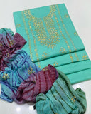 Stuff Lawn &nbsp;LCD Gotta Panel Embroidery Shirt And Chifon LCD Gotta WPrk Dupatta With Plain Trouser 3PC Dress