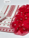 Stuff Soft Cotton Cross Stich Embroidery 9MM Mirror Work Shirt And Trouser Along With Chiffon Dupatta 3PC Dress
