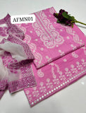 Stuff Soft Lawn 9MM Gala Daman &nbsp;Bail Shirt, Embroided Trouser Along With Chiffon 4 Sided Border &nbsp;Dupatta 3pcs Dress