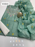 Stuff Paper Cotton Full Embroidery Shirt And Paper Cotton Dupatta With Cotton Chicken kari Trouser 3PC Dress