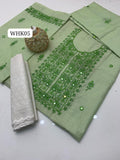 Stuff Paper Cotton Full Embroidery Shirt And Paper Cotton Dupatta With Cotton Chicken kari Trouser 3PC Dress