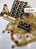 Stuff Crinkle Chiffon nagg Jall Embroidery Shirt And Net Mirror Gota Work Dupatta With Masoori Trouser 3PC Dress