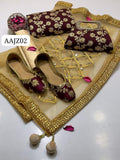 Stuff Crinkle Chiffon nagg Jall Embroidery Shirt And Net Mirror Gota Work Dupatta With Masoori Trouser 3PC Dress