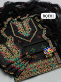Stuff Lawn Cotton Front heavy Gala Daman Multi Embroidery Shirt And Trouser With Chiffon Embroidery Dupatta 3PC Dress