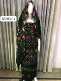 Soft Arabic Linen Fabric Hand Made Chunri Shirt With Linen Chunri Dupatta And Linen Chunri Trouser 3Pc Dress