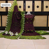 Soft Arabic Linen Fabric Hand Made Chunri Shirt With Linen Chunri Dupatta And Linen Chunri Trouser 3Pc Dress