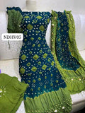 Soft Arabic Linen Fabric Hand Made Chunri Shirt With Linen Chunri Dupatta And Linen Chunri Trouser 3Pc Dress