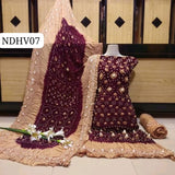 Soft Arabic Linen Fabric Hand Made Chunri Shirt With Linen Chunri Dupatta And Linen Chunri Trouser 3Pc Dress