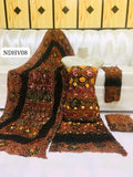 Soft Arabic Linen Fabric Hand Made Chunri Shirt With Linen Chunri Dupatta And Linen Chunri Trouser 3Pc Dress