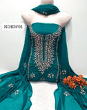 Stuff Soft Bamber Chiffon Handmade LCD Gotta Work Shirt And Dupatta 2PC Dress