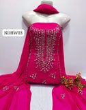 Stuff Soft Bamber Chiffon Handmade LCD Gotta Work Shirt And Dupatta 2PC Dress
